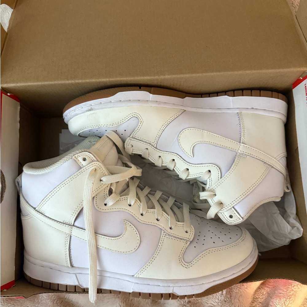 Nike Dunk High White and Brown Sneakers